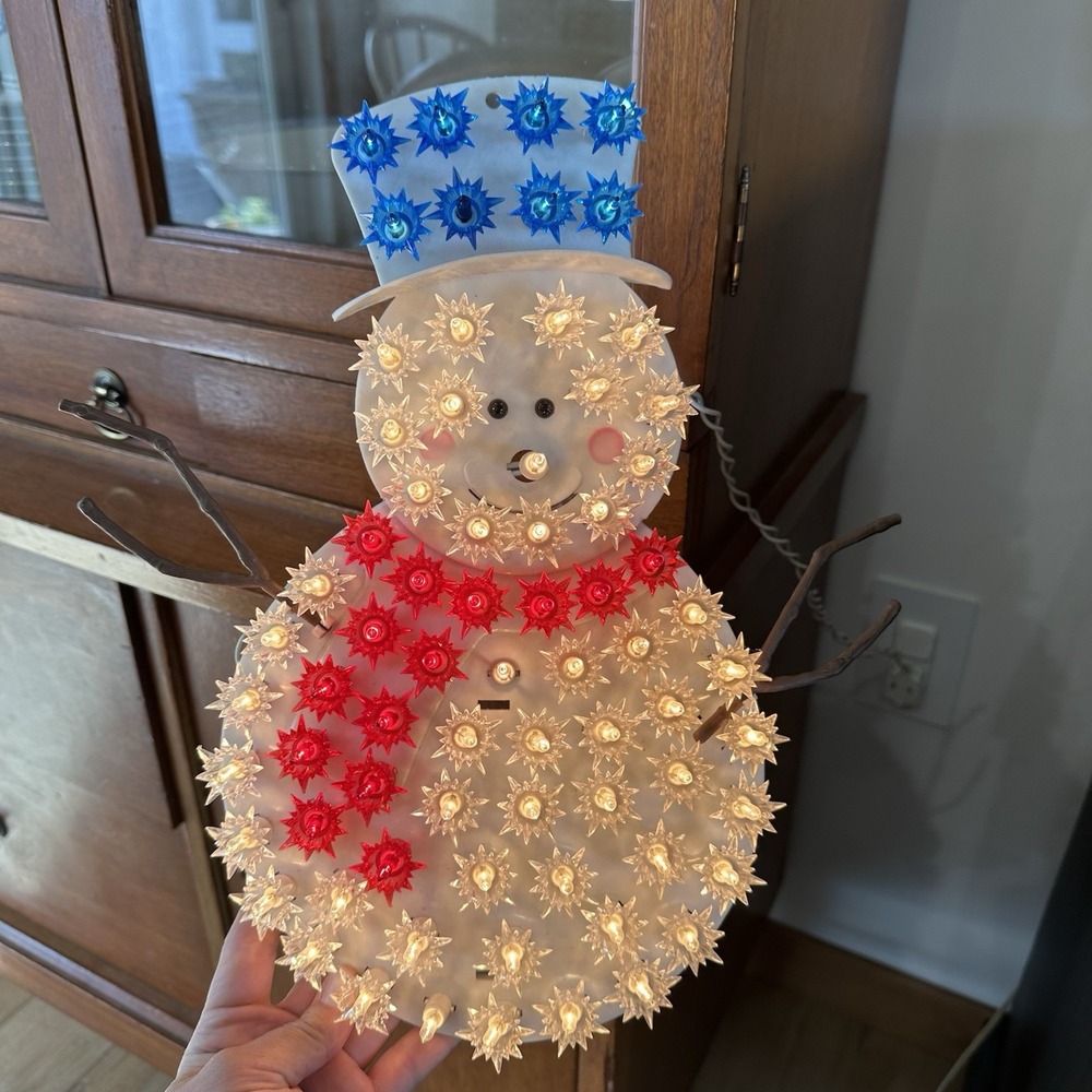 VTG Light Up Snowman Indoor Window Decoration Christmas 14" Plastic Decor